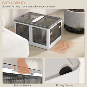 Stackable Storage Bins With Lids, Wheels, And Collapsible, White (Color: White)